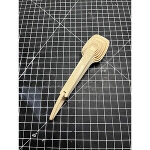 Vintage Tupperware Measuring Spoon Set of 7 - BEIGE - 1980s - With Ring